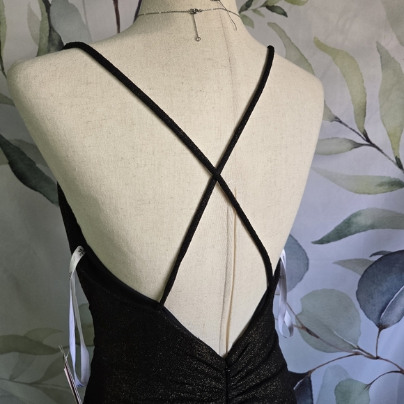 DB STUDIO | Cowl Neck Metallic Glitter Knit Sheath w/ Slit in Bronze sz 4 - Picture 5 of 14